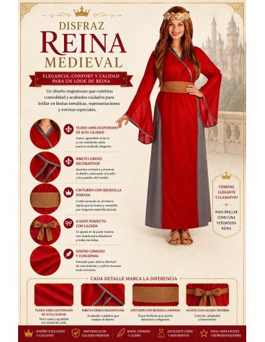 Fantasia de Rainha Medieval Tamanho M | Fantasias para Adultos O Rei do Carnaval